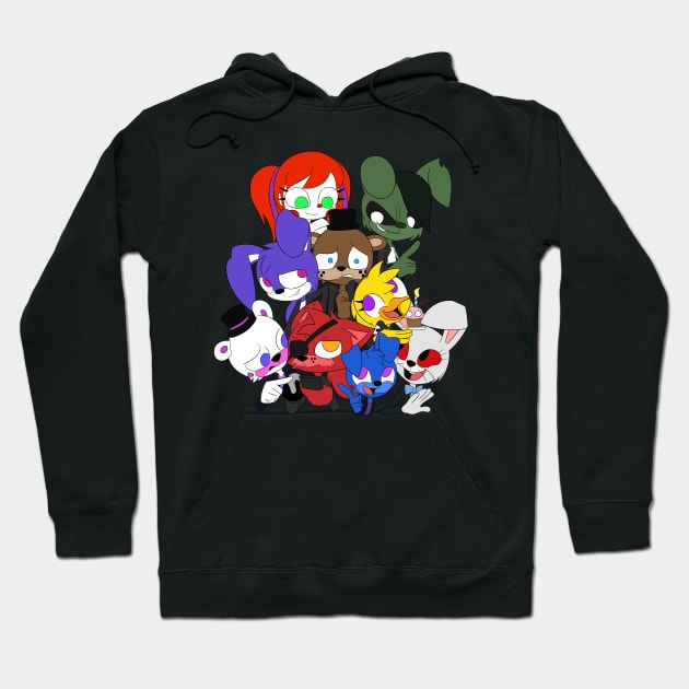 The Rocking World of Fazbear Ensemble Cast Hoodie by 25UDraw